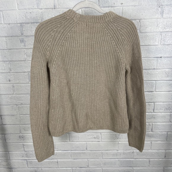 Quince Organic Cotton Crewneck Fisherman Sweater Womens XS Tan Quiet Luxury - Picture 5 of 9